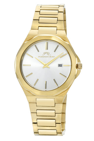 Porsamo Bleu Alexander Luxury Men's Stainless Steel Watch, With Silver Sunray Dial, Gold 1231BALS