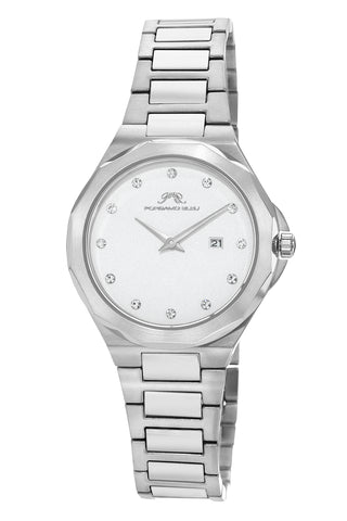 Porsamo Bleu Victoria Luxury Crystal Women's Stainless Steel Watch, With White Dial, Silver, 1242AVIS