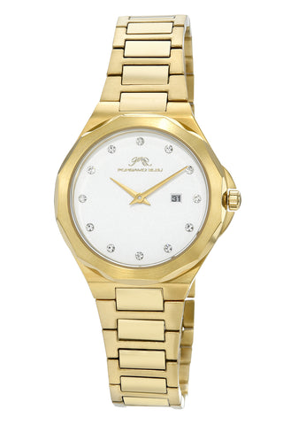 Porsamo Bleu Victoria Luxury Crystal Women's Stainless Steel Watch, With White Dial, Gold, 1242BVIS