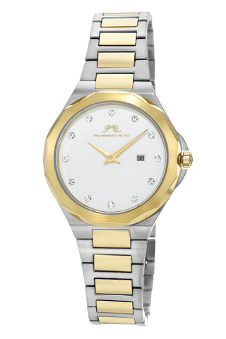 Porsamo Bleu Victoria Luxury Crystal Women's Stainless Steel Watch, With White Dial, Two-Tone, 1242CVIS