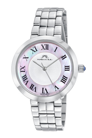 Porsamo Bleu Helena Luxury Women's Stainless Steel Watch, Silver, Baby Pink 1072CHES