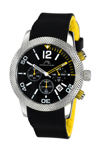 Porsamo Bleu Cameron luxury chronograph women's watch, silicone strap, silver, black, yellow 391CCAR