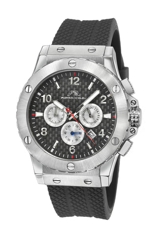 Porsamo Bleu Marcus Luxury Chronograph Men's Silicone Watch, Silver, Grey 654BMAR