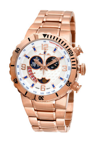 Porsamo Bleu Las Vegas luxury men's stainless steel watch, interchangeable bezels, rose 111BLVS