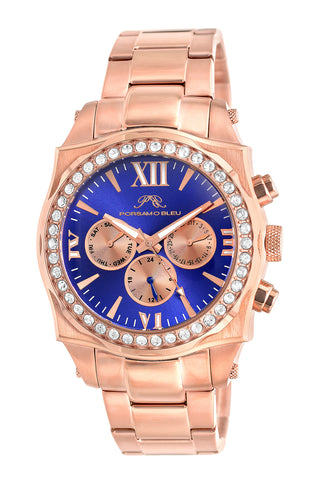 Porsamo Bleu Milan Crystal luxury women's stainless steel watch, Swarovski® crystals, rose, 038EMCS