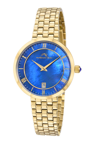 Porsamo Bleu Priscilla Luxury  Women's Stainless Steel Watch, Gold, Blue 932BPRS
