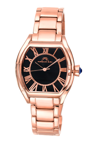 Porsamo Bleu Isabel luxury women's stainless steel watch, rose, black 181CISS