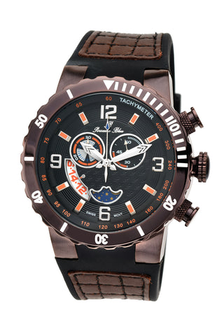 Porsamo Bleu Las Vegas luxury men's watch, silicone strap, interchangeable bezels, brown 114ELVR