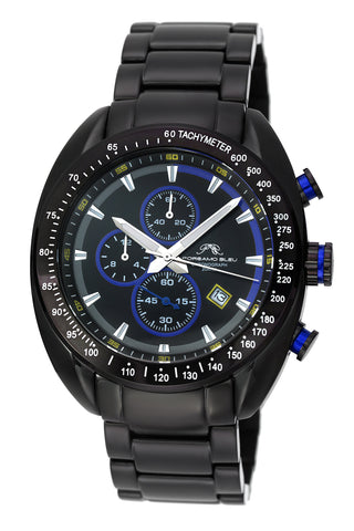 Porsamo Bleu Julien luxury  chronograph men's stainless steel watch, black, blue 272BJUS