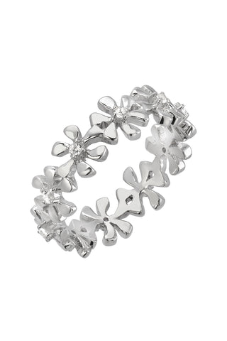 Silver flower band with topaz 517RS