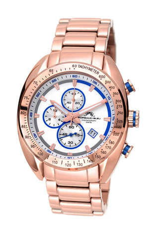 Porsamo Bleu Julien luxury  chronograph men's stainless steel watch, rose, white, blue 273AJUS