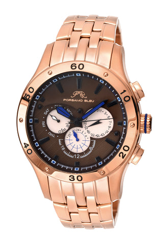 Porsamo Bleu, Andre luxury men's stainless steel watch, rose, brown 221CANS
