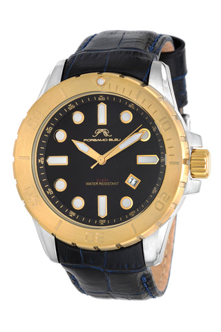 Porsamo Bleu Tommy luxury men's watch, genuine leather band, silver, gold,black 633BTOL