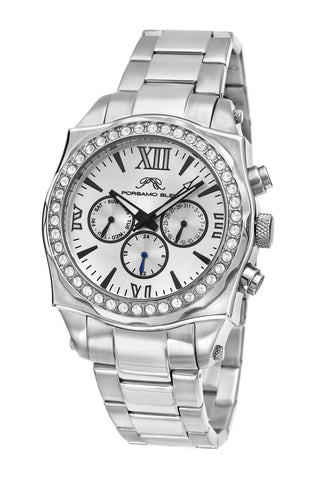 Porsamo Bleu Milan Crystal luxury women's stainless steel watch, Swarovski® crystals, silver, 036CMCS