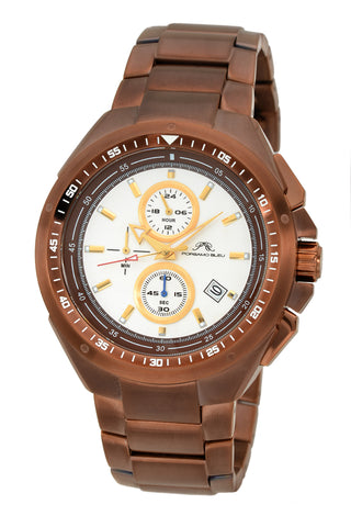 Porsamo Bleu Damien luxury chronograph men's stainless steel watch, brown 311DDAS