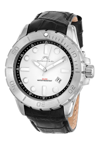 Porsamo Bleu Tommy luxury men's watch, genuine leather band, silver, black 631ATOL