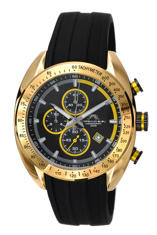 Porsamo Bleu Julien luxury  chronograph men's watch, silicone strap, gold, black 275BJUS