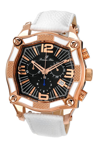 Porsamo Bleu Sao Paulo chronograph men's watch, genuine leather band, rose, white 023BSPL