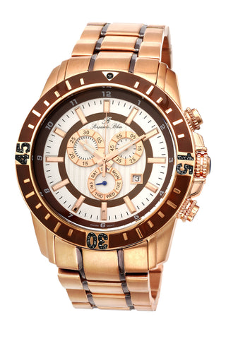 Porsamo Bleu Grand Prix noir luxury chronograph men's stainless steel watch, rose, brown 092CGPS