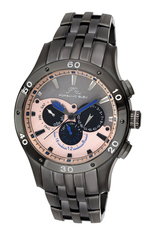 Porsamo Bleu, Andre luxury men's stainless steel watch, gunmetal, rose 222DANS