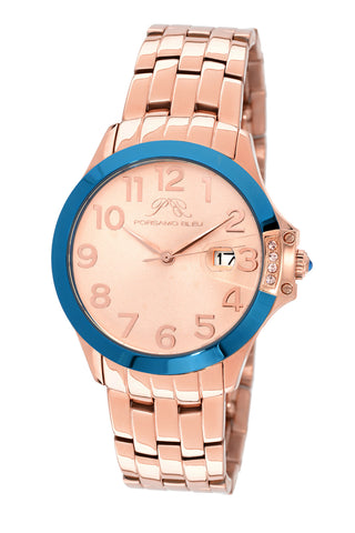 Porsamo Bleu Olivia luxury women's stainless steel watch, rose, blue 982COLS