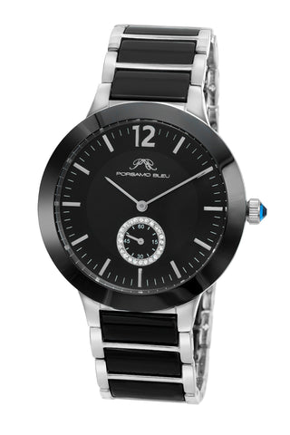 Porsamo Bleu Clarissa luxury women's ceramic watch, silver, black 552ACLC