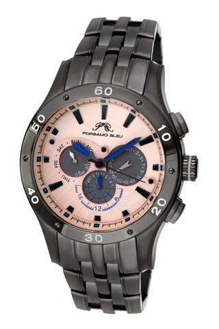 Porsamo Bleu, Andre luxury men's stainless steel watch, gunmetal, rose 221DANS