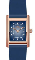 Porsamo Bleu Karolina luxury diamond rectangular women's genuine leather band watch, rose, blue 1085BKAL
