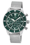 Porsamo Bleu Brandon luxury chronograph men's stainless steel watch, silver, green 1011EBRS