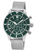 Porsamo Bleu Brandon Luxury Chronograph Men's Stainless Steel Watch, silver, green 1011EBRS
