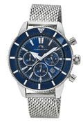Porsamo Bleu Brandon luxury chronograph men's stainless steel watch, silver, blue 1011FBRS