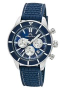 Porsamo Bleu Brandon luxury chronograph men's silicone strap watch, silver, blue 1013DBRR