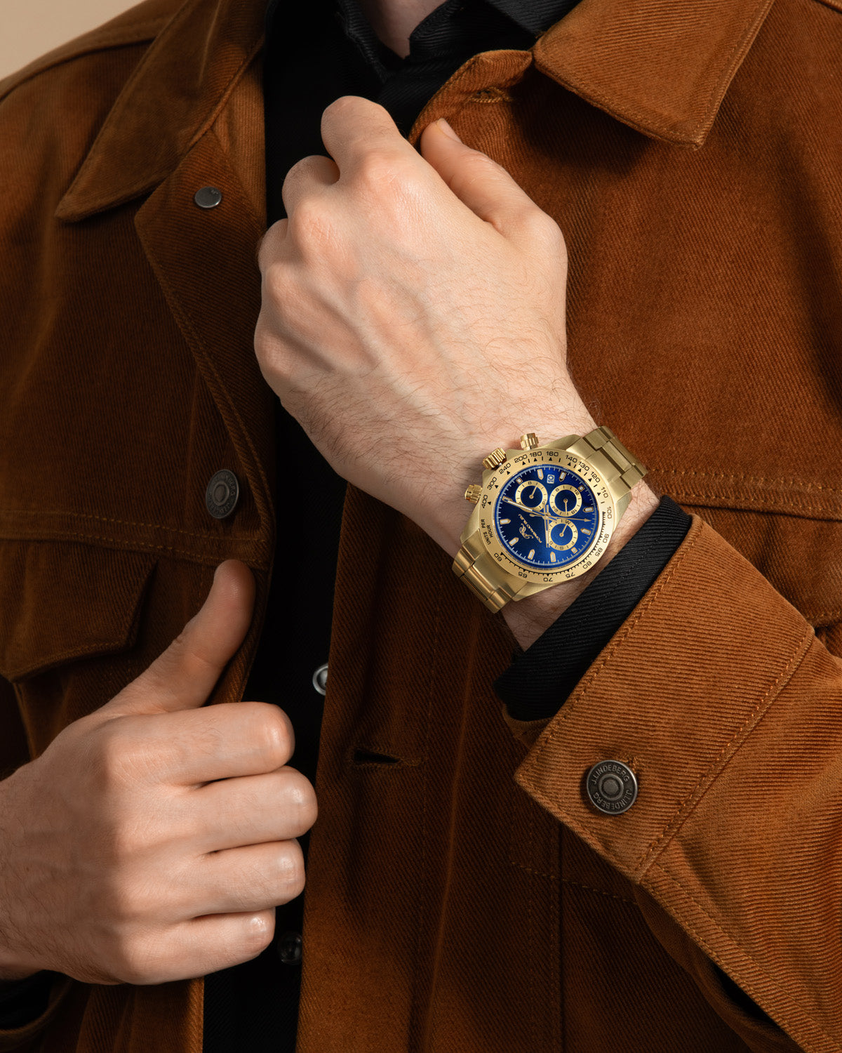Porsamo Bleu Preston Luxury Multifunction Men's Stainless Steel Watch, Gold, Blue 1033BPRS