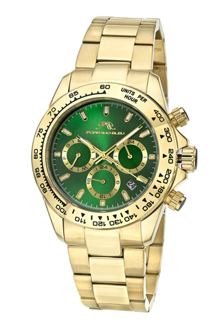 Porsamo Bleu Preston Luxury Multifunction Men's Stainless Steel Watch, Gold, Green 1035BPRS