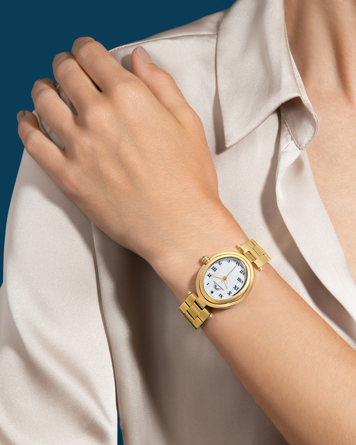 Porsamo Bleu South Sea Oval Luxury Women's Stainless Steel Watch, Champagne 105BSSO