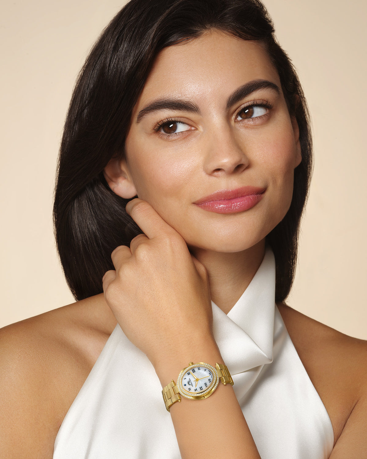Porsamo Bleu South Sea Oval Crystal Luxury Women's Stainless Steel Watch, Champagne 106BSSO