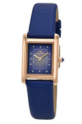 Porsamo Bleu Karolina luxury diamond rectangular women's genuine leather band watch, rose, blue 1085BKAL