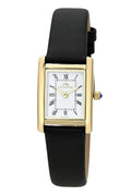 Porsamo Bleu Karolina Luxury Rectangular Women's Genuine Leather Band Watch, gold, black 1086CKAL