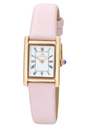 Porsamo Bleu Karolina Luxury Rectangular Women's Genuine Leather Band Watch, rose, pink 1086FKAL