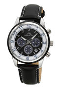 Porsamo Bleu Arthur Luxury Chronograph Men's Genuine Leather Band Watch, Silver, Black, Blue 1091GARL