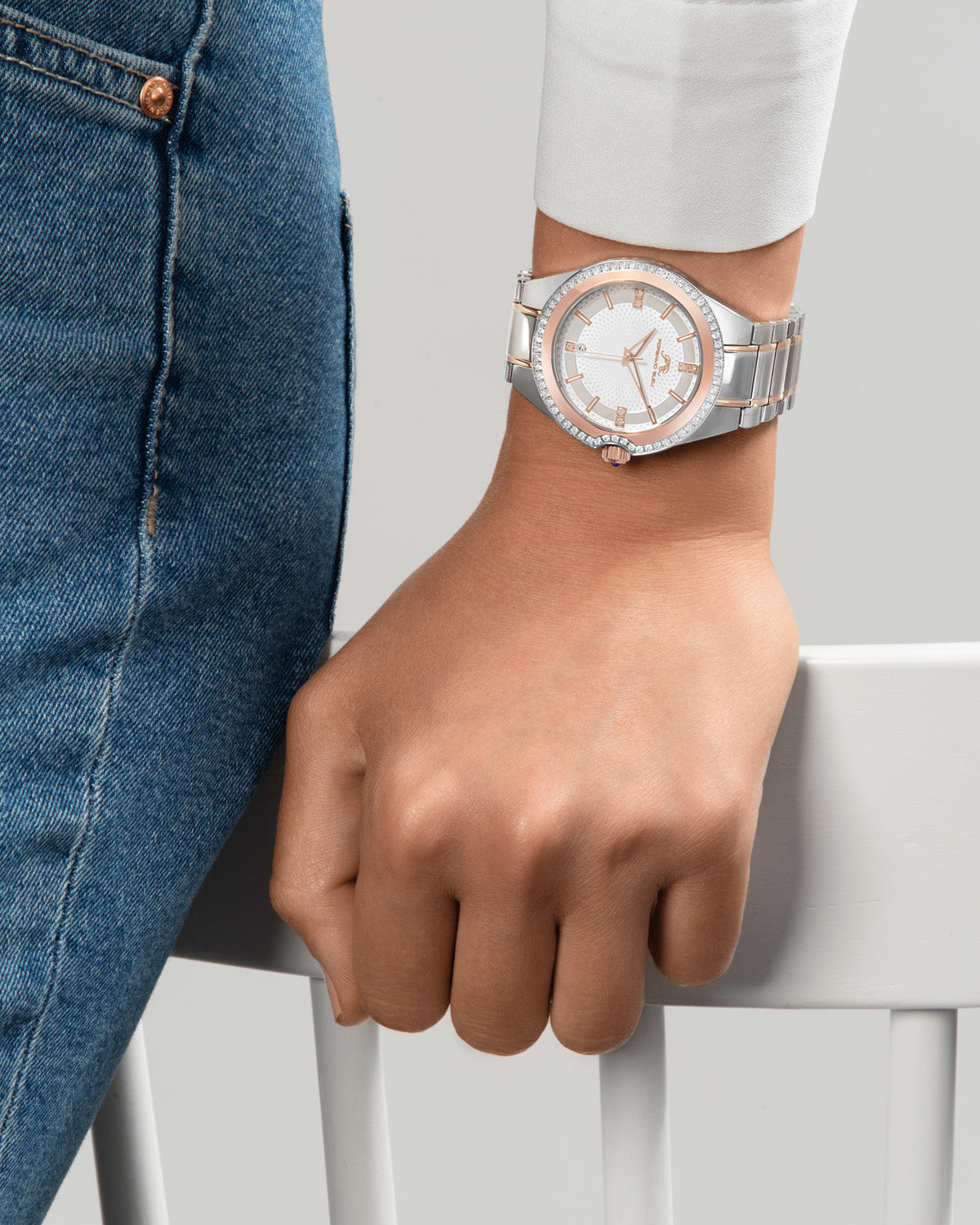 Porsamo Bleu Guilia Luxury Women's Stainless Steel Watch, Interchangeable Bands, Rose, Silver, White 1121FGUS