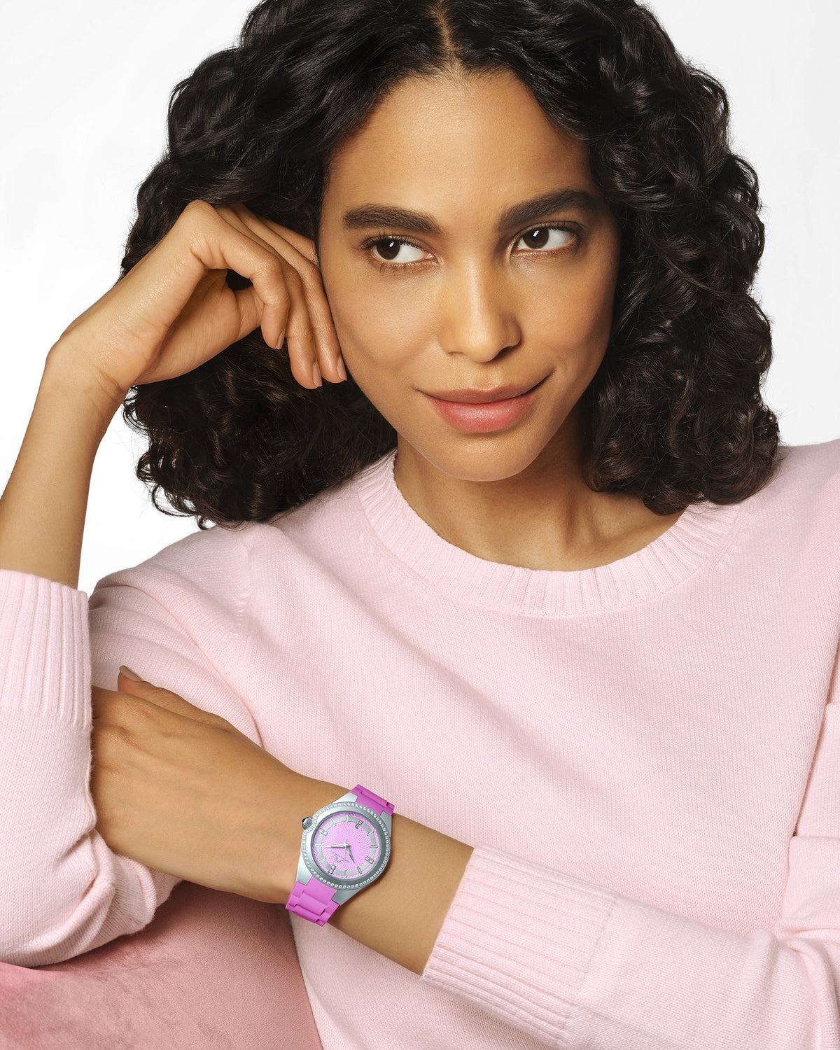 Porsamo Bleu Guilia Luxury Women's Silicone Strap Watch, Interchangeable Bands, Silver, White, Purple 1122BGUR