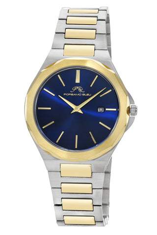 Porsamo Bleu Alexander Luxury Men's Stainless Steel Watch, With Blue Sunray Dial, Two-Tone, Blue 1232CALS