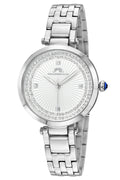 Porsamo Bleu Natalie Luxury Women's Stainless Steel Watch, With White Guilloche Dial, Silver, 1251ANAS
