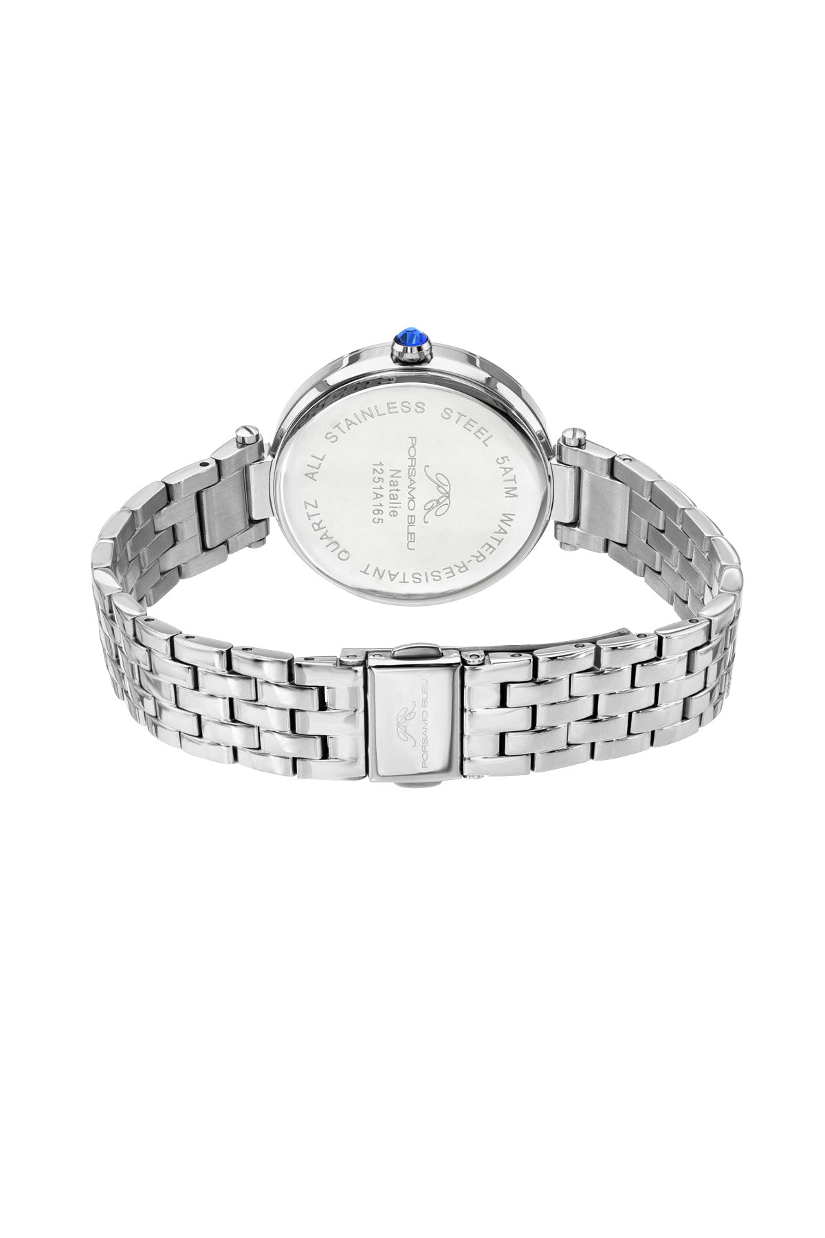 Porsamo Bleu Natalie Luxury Women's Stainless Steel Watch, With White Guilloche Dial, Silver, 1251ANAS