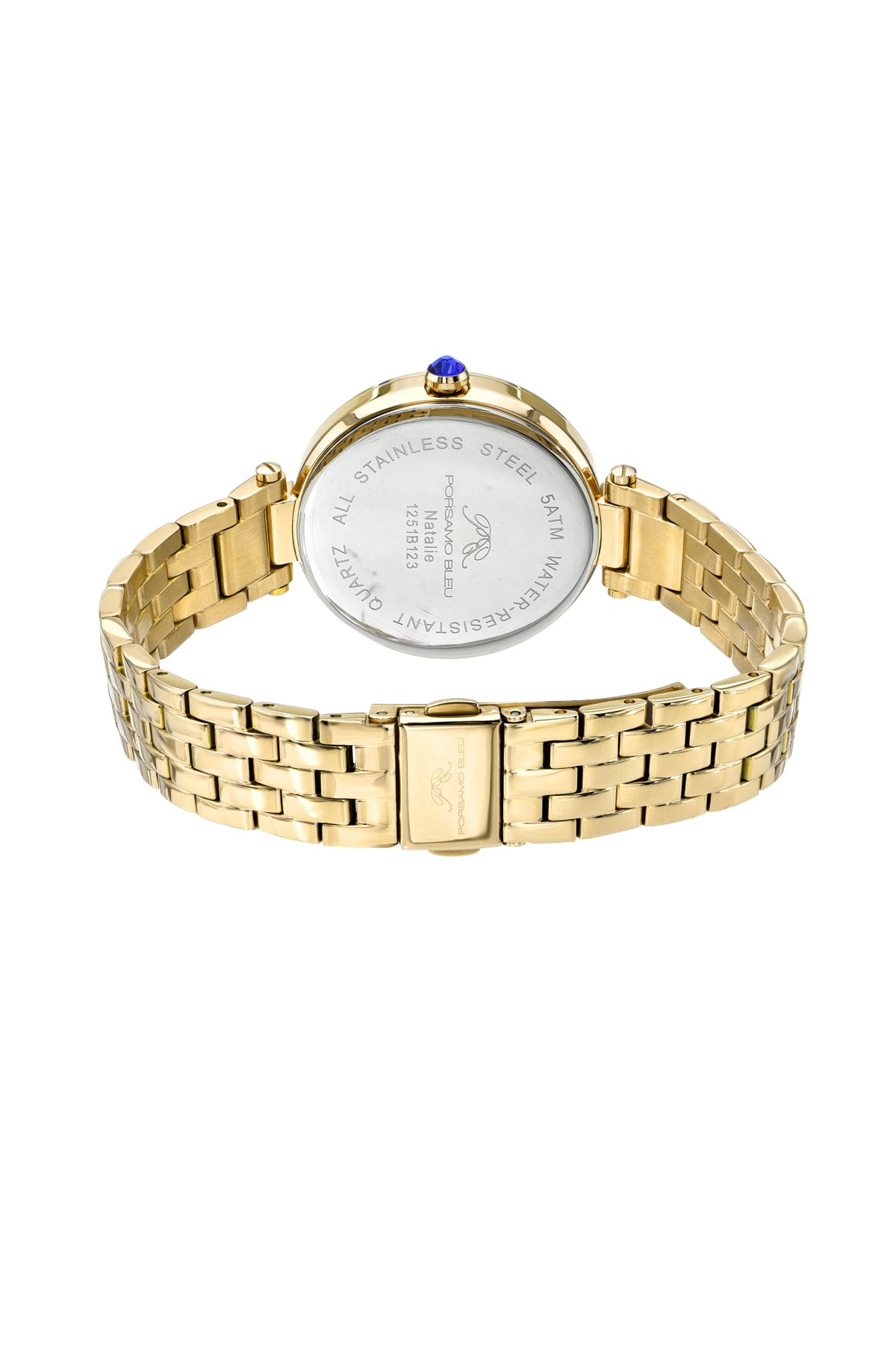 Porsamo Bleu Natalie Luxury Women's Stainless Steel Watch, With White Guilloche Dial, Gold, 1251BNAS
