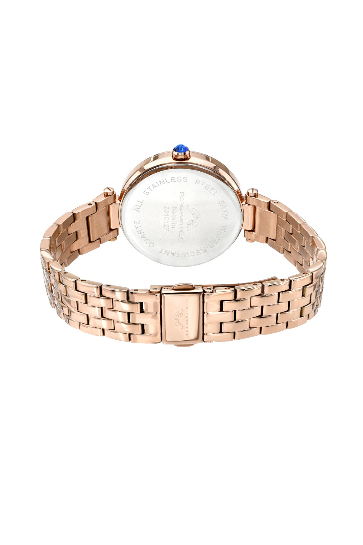 Porsamo Bleu Natalie Luxury Women's Stainless Steel Watch, With White Guilloche Dial, Rose, 1251CNAS