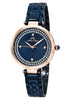 Porsamo Bleu Natalie Luxury Crystal Women's Stainless Steel Watch, With Blue Guilloche Dial, Rose, 1252ANAS