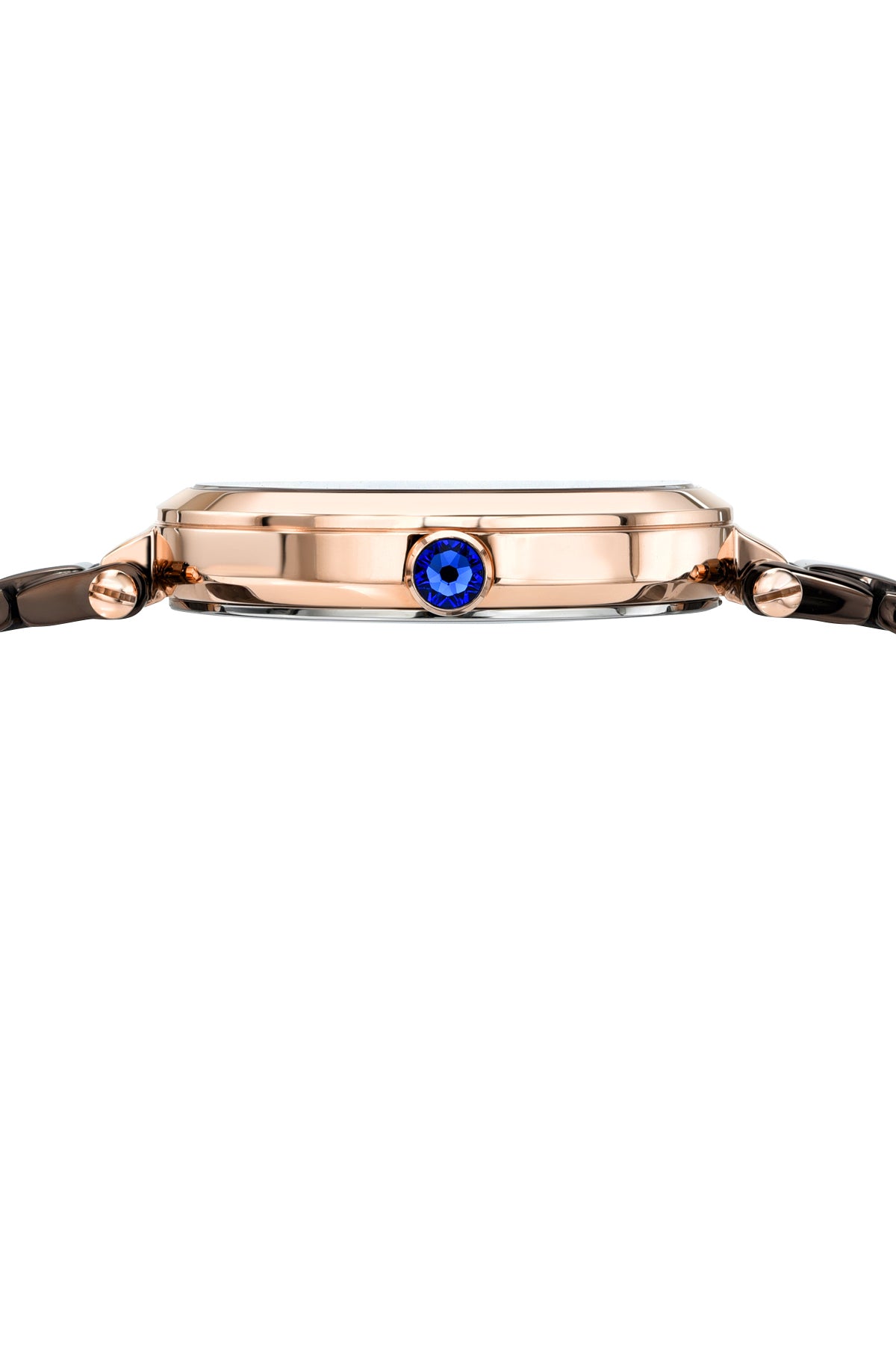 Porsamo Bleu Natalie Luxury Crystal Women's Stainless Steel Watch, With Brown Guilloche Dial, Rose, 1252BNAS