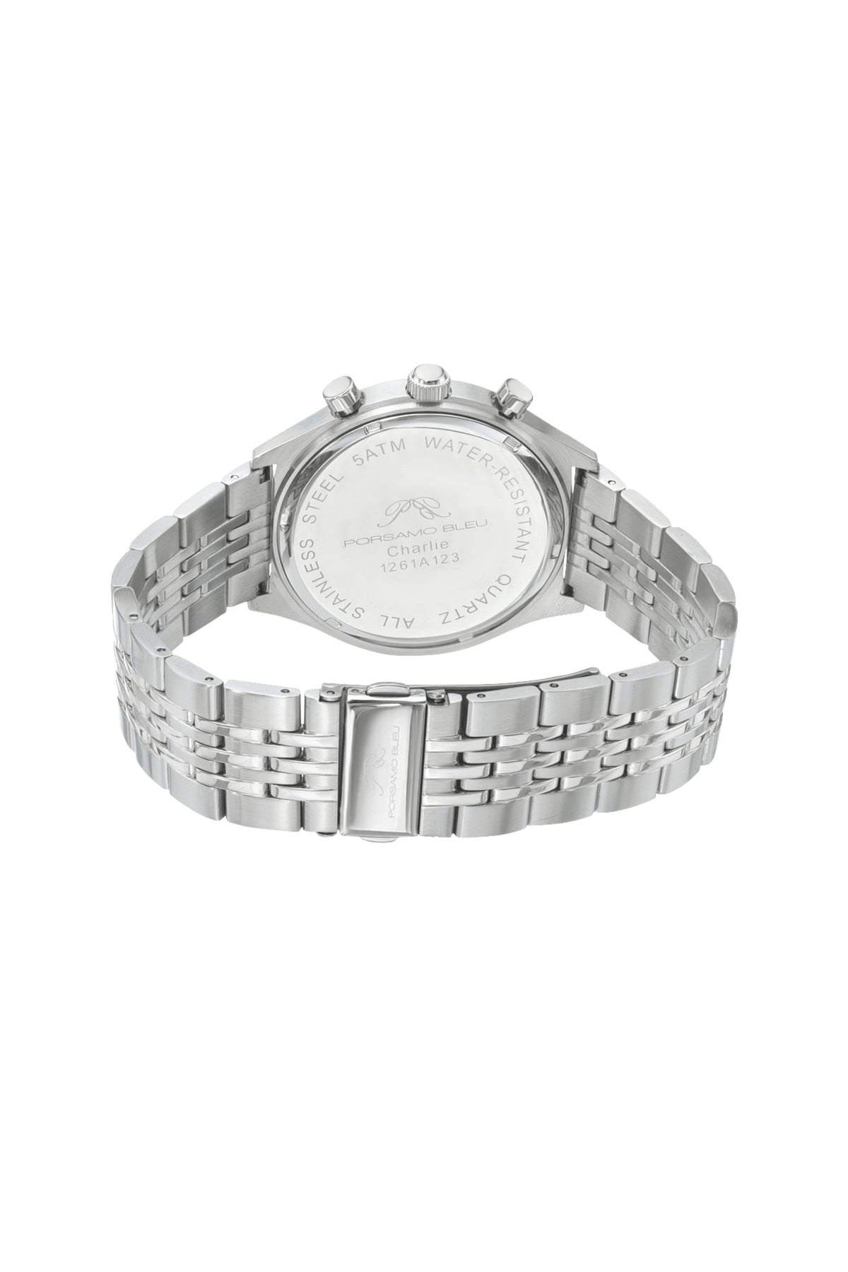 Porsamo Bleu Charlie Luxury Multifunction Men's Stainless Steel Watch, With Silver Dial, Silver 1261ACHS